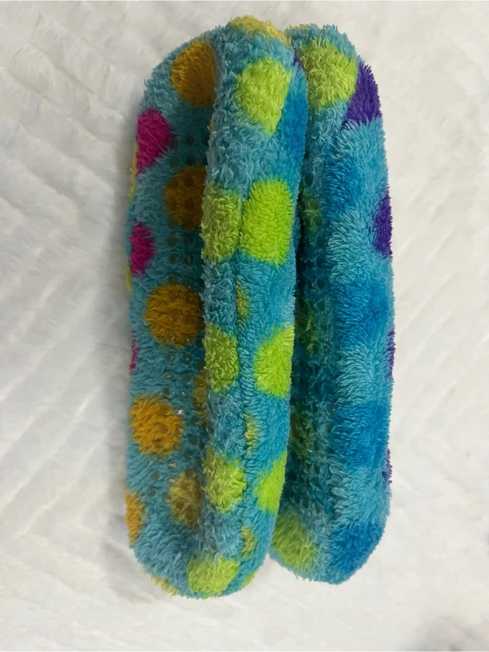 Toddler Slippers Socks Dots‎ Blue Size 6 girl girls slipper nonslip grippers